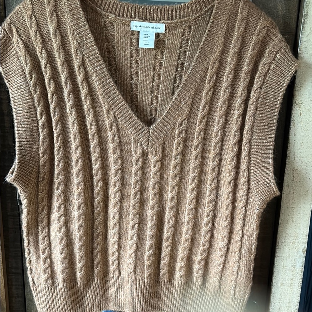 Cupcakes & Cashmere Tan V-Neck Sweater